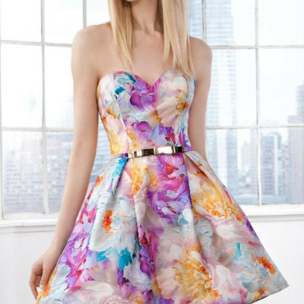 Gorgeous Multi-Color Strapless Semi-Formal Dress Size 14